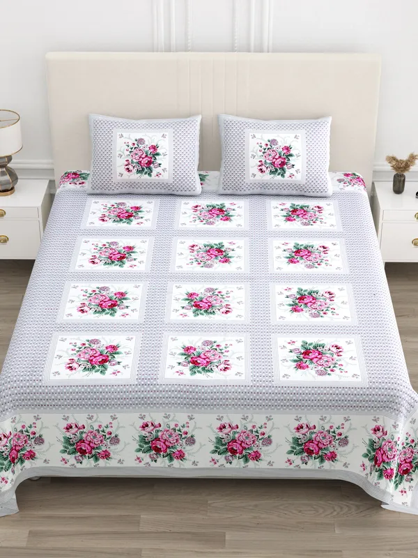 Pink_Cotton_Rajwada_Phool_Gulistan_Collection_Double_Bedsheet_With_Pillow_Cover_100_X_108_Cm